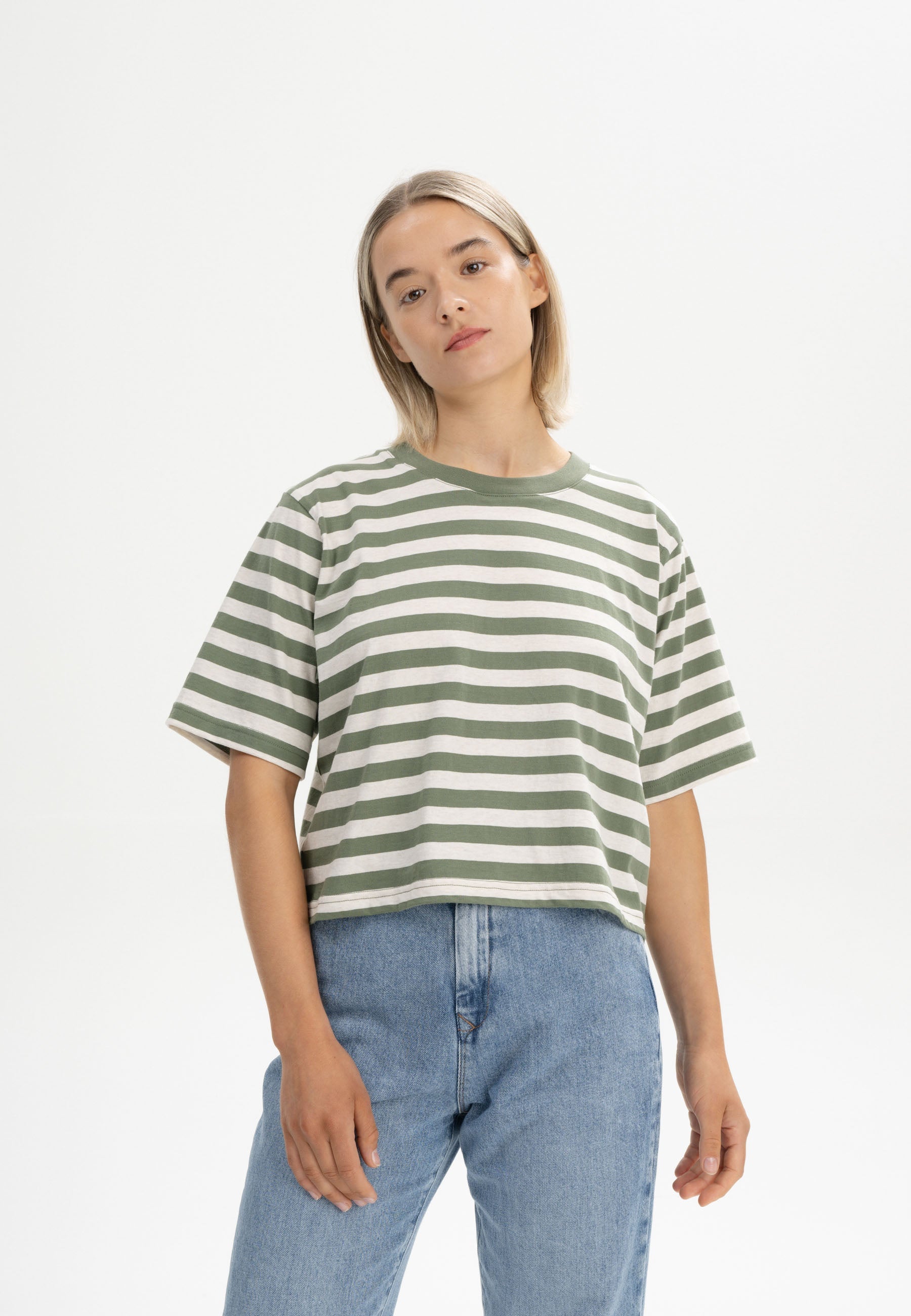 Oversized Cropped T-Shirt for Women - Soft Drop Shoulder Graphic Tee in Neutral Tones 6