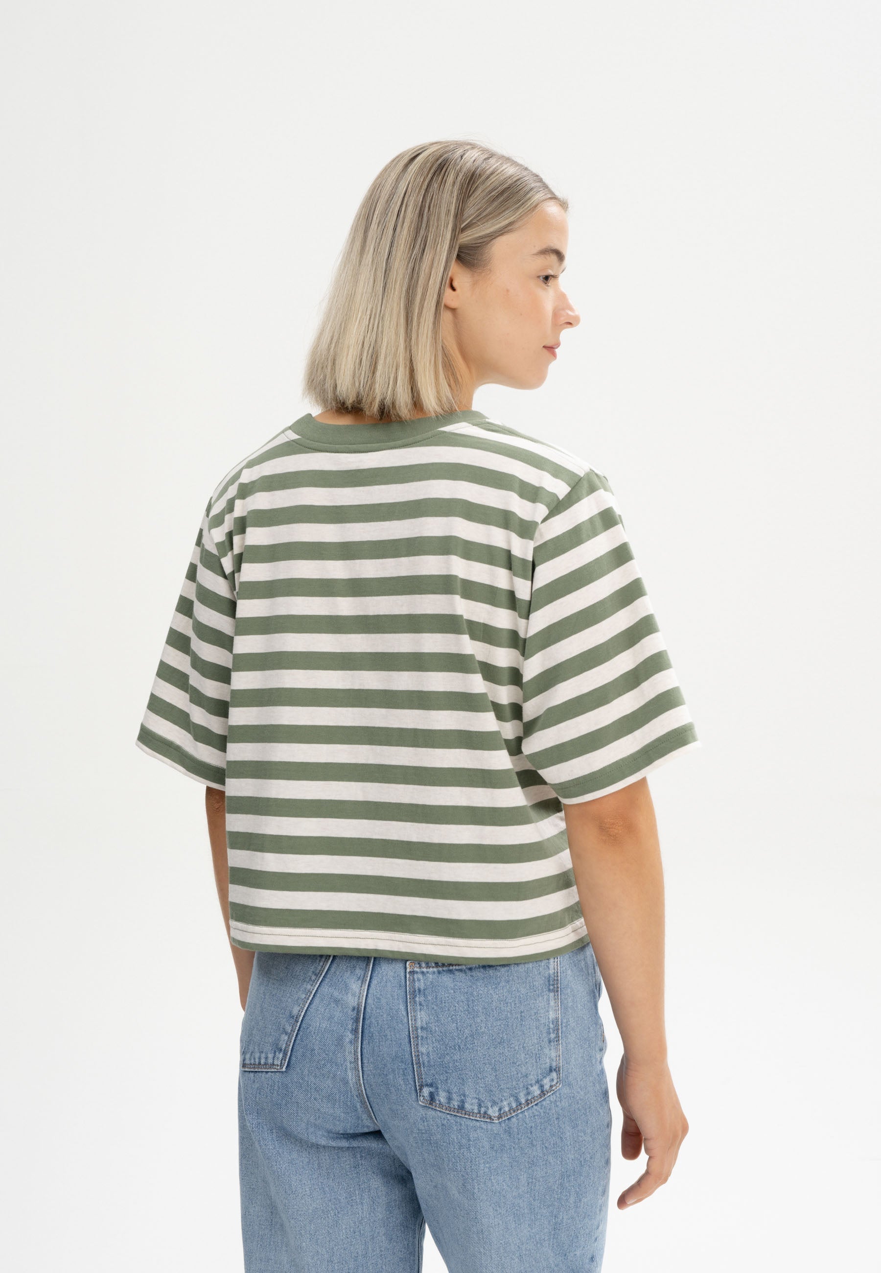 Oversized Cropped T-Shirt for Women - Soft Drop Shoulder Graphic Tee in Neutral Tones 7