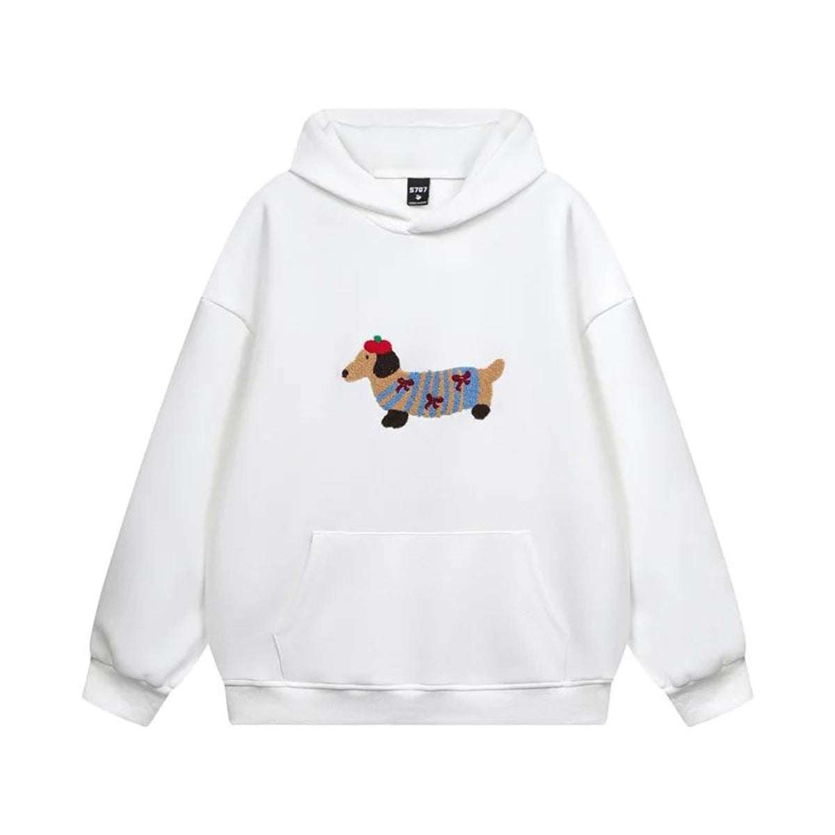 Oversized Hoodie Unisex Dachshund Embroidery Casual Chic Comfortable Fashion 0