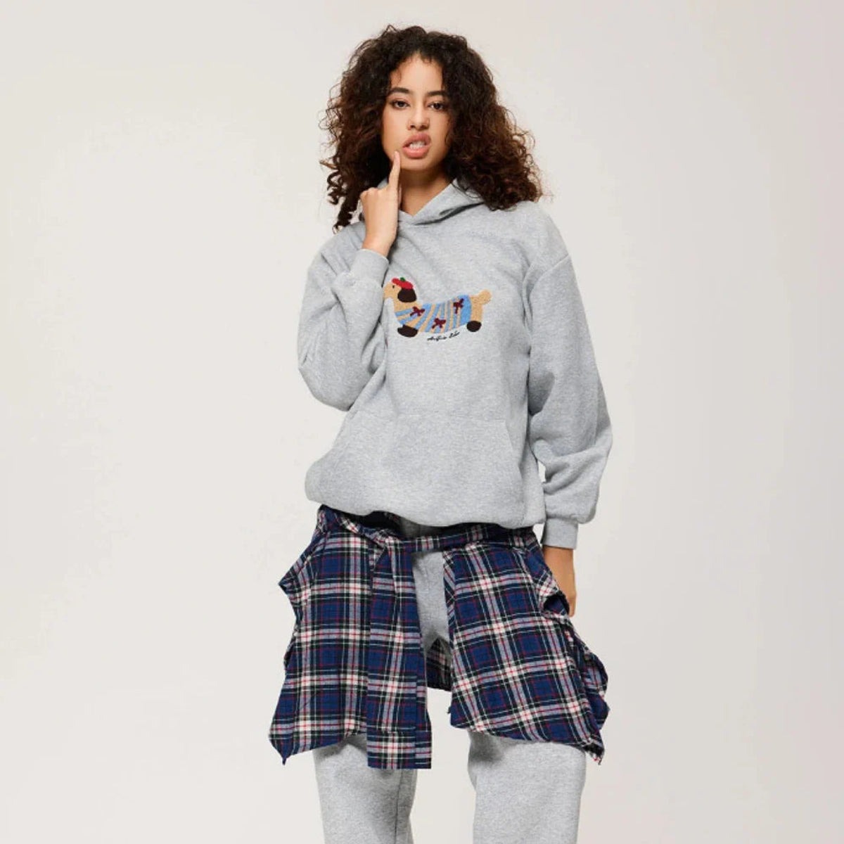 Oversized Hoodie Unisex Dachshund Embroidery Casual Chic Comfortable Fashion 3