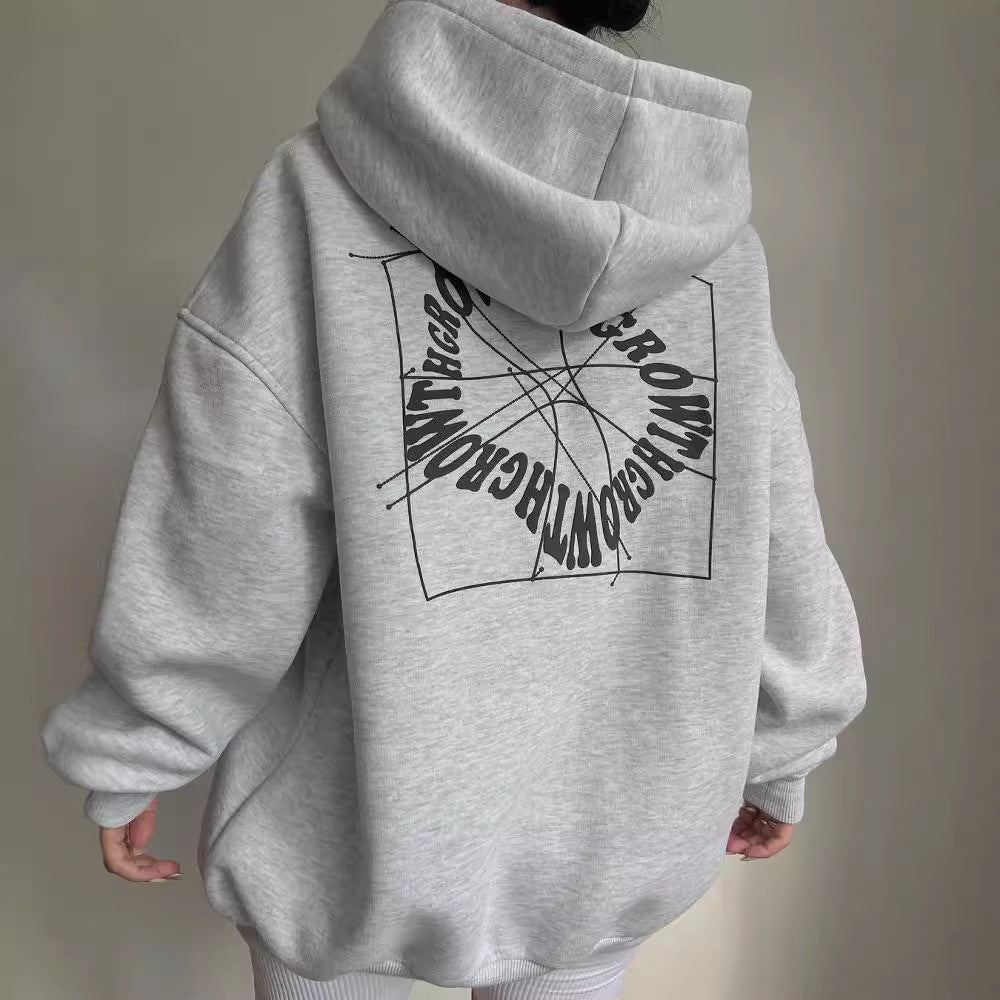 Oversized Hoodie Women - Soft Heavyweight Cotton, Dropped Shoulders, Minimalist Streetwear Vibe in Solid Black or Grey 1