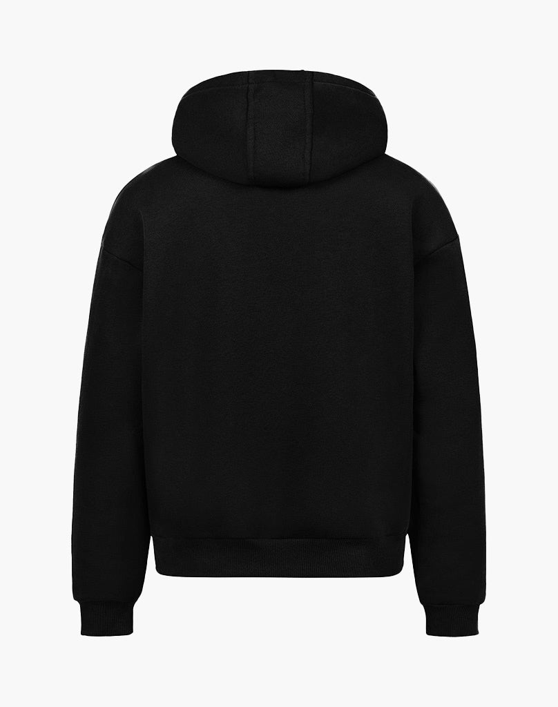 Oversized Hoodie for Men - Soft Black Cotton Blend, Relaxed Fit, Minimalist Streetwear 2