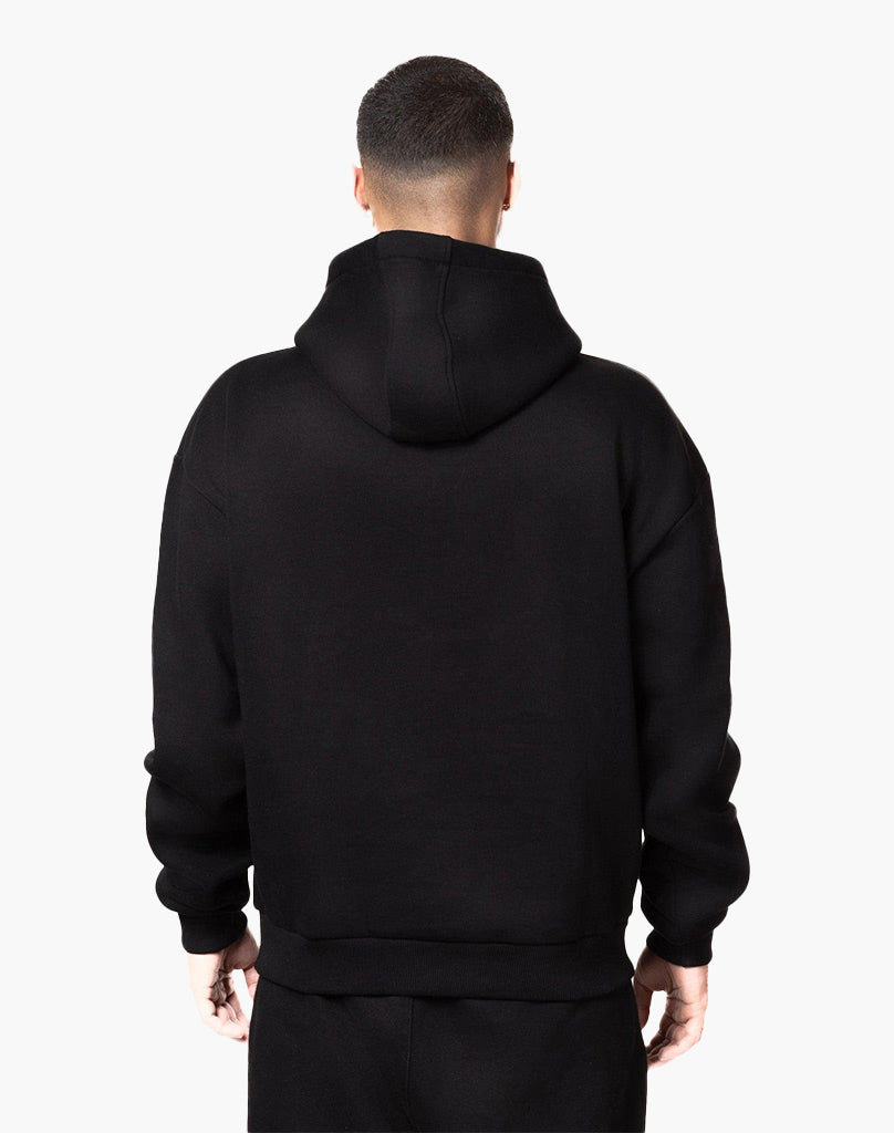 Oversized Hoodie for Men - Soft Black Cotton Blend, Relaxed Fit, Minimalist Streetwear 3