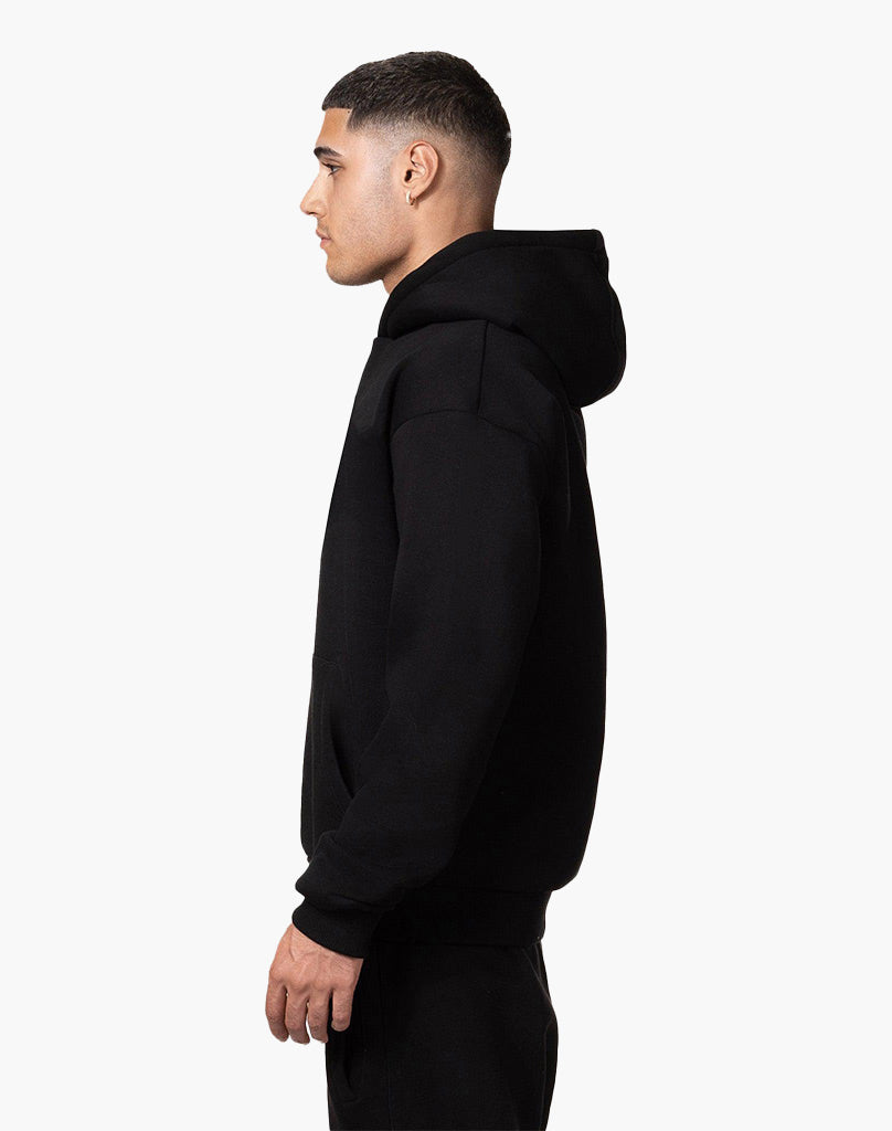 Oversized Hoodie for Men - Soft Black Cotton Blend, Relaxed Fit, Minimalist Streetwear 4