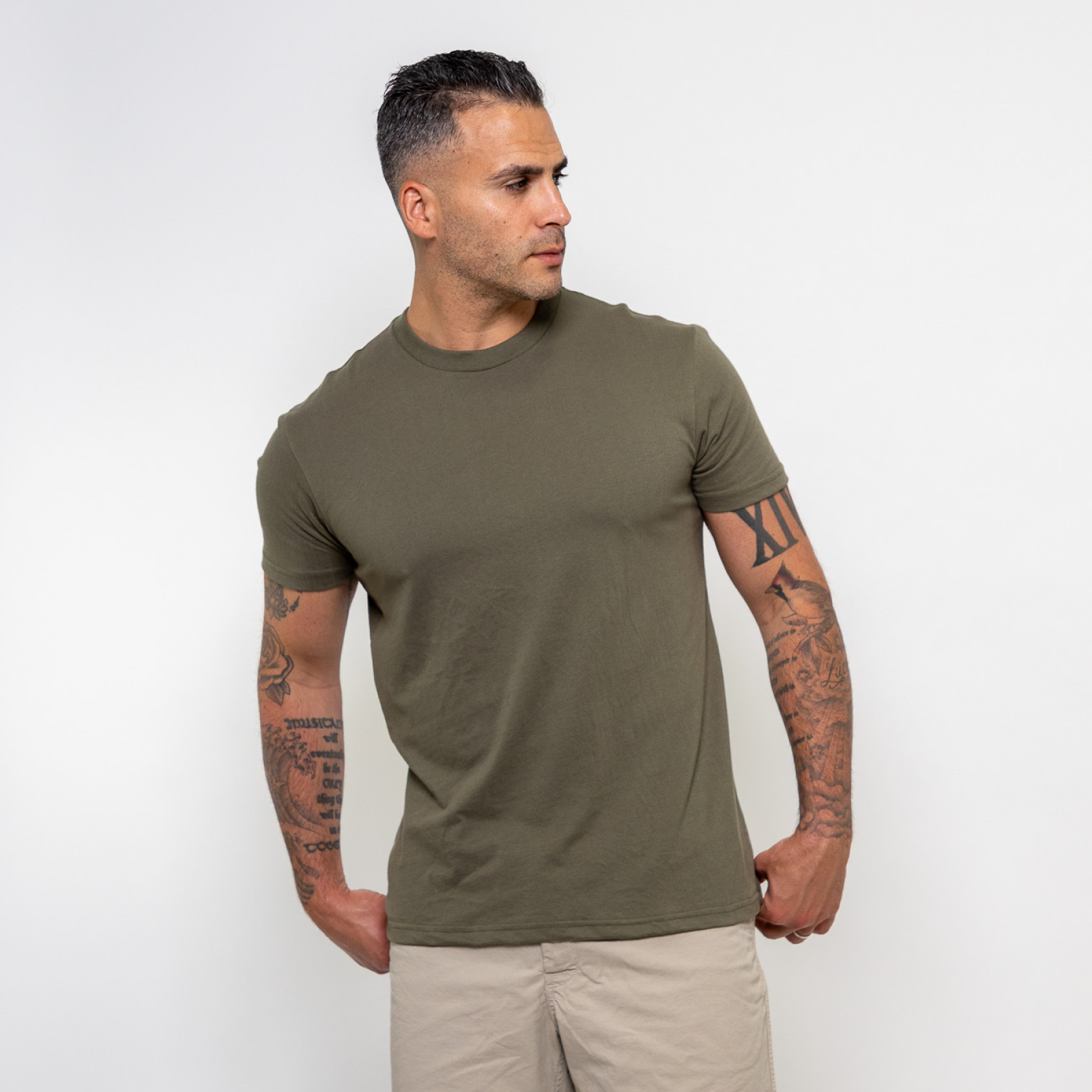 Oversized Men's T Shirt - Soft Cotton Drop Shoulder Tee in Neutral Tones 0