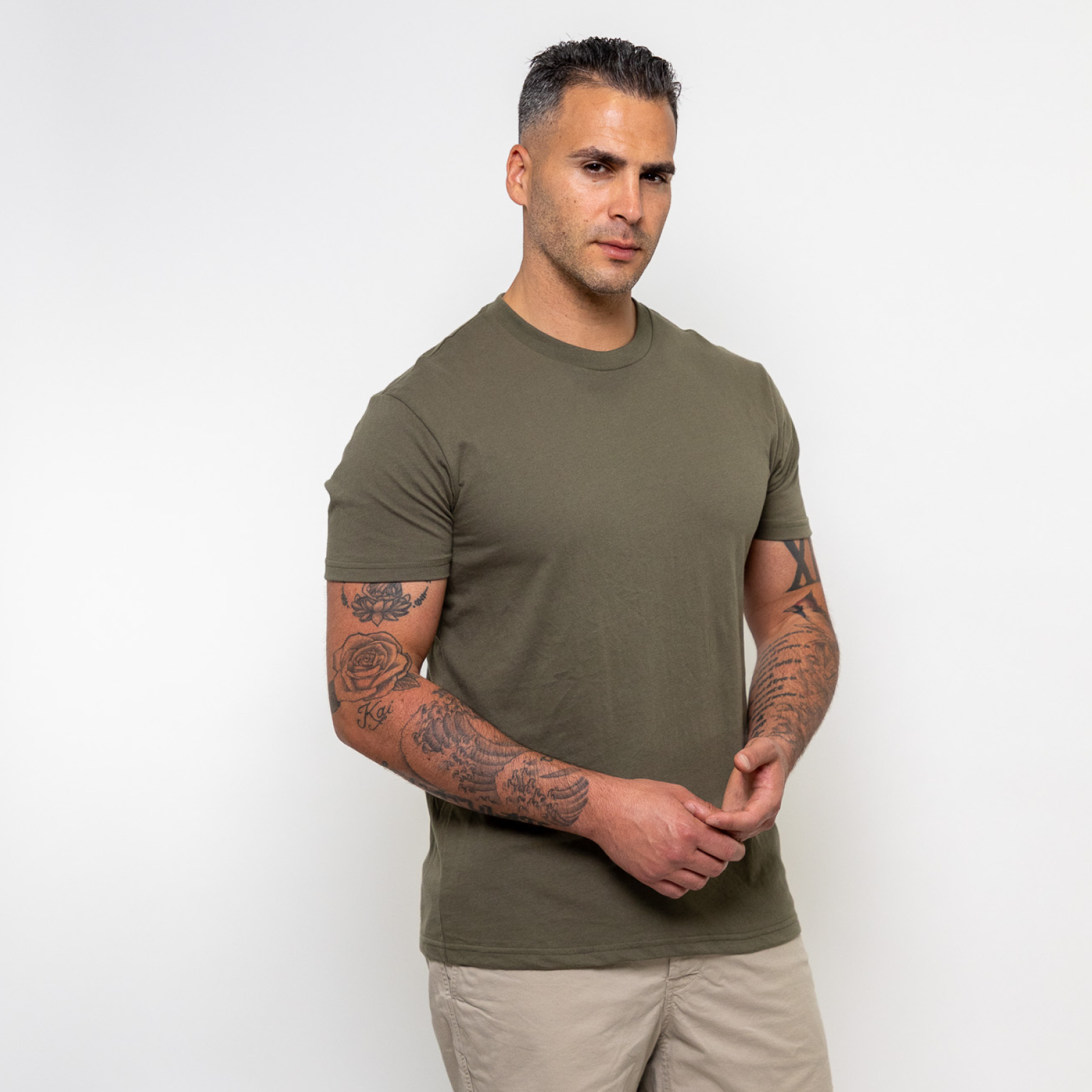 Oversized Men's T Shirt - Soft Cotton Drop Shoulder Tee in Neutral Tones 4