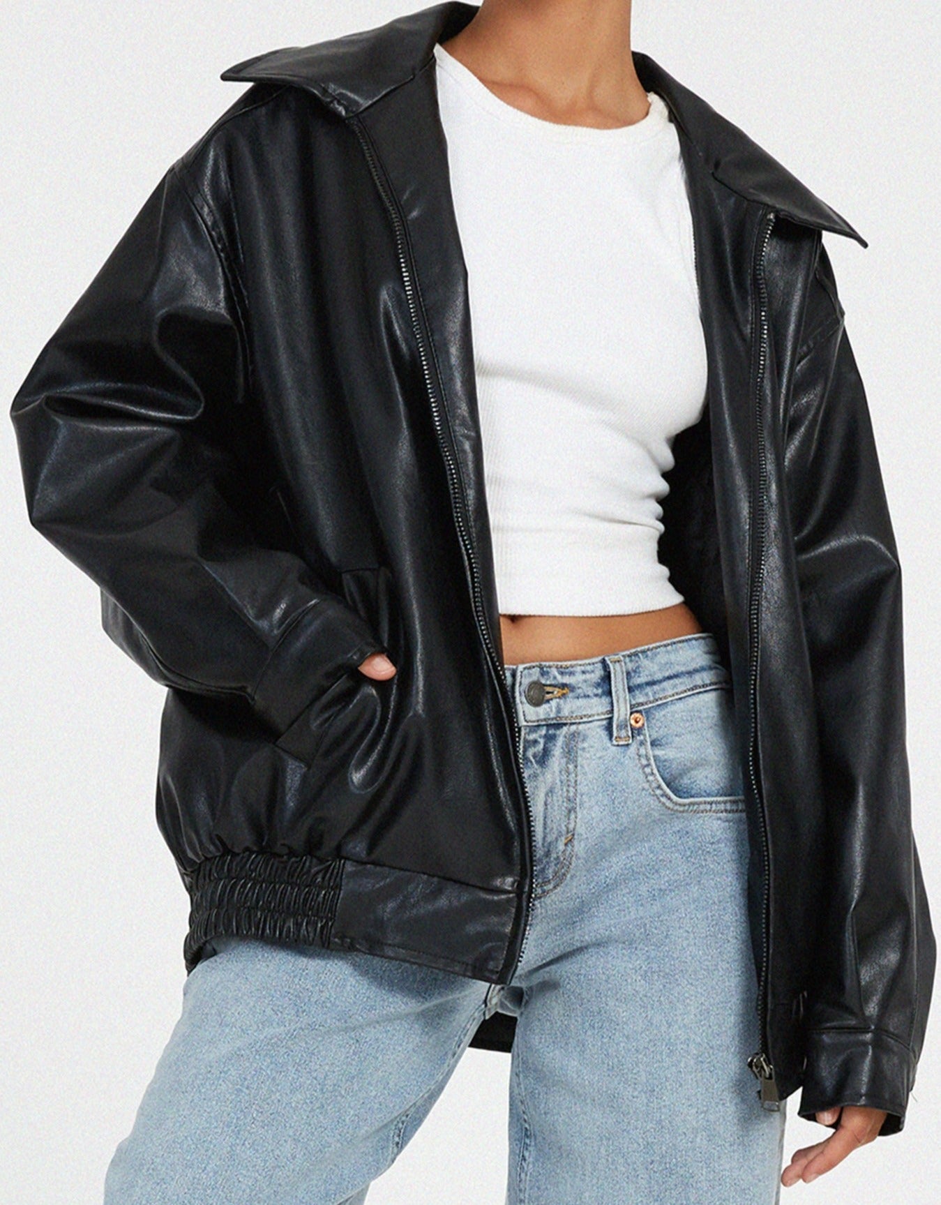 Oversized PU Leather Jacket Women Casual Chic Fashion Autumn Winter 6