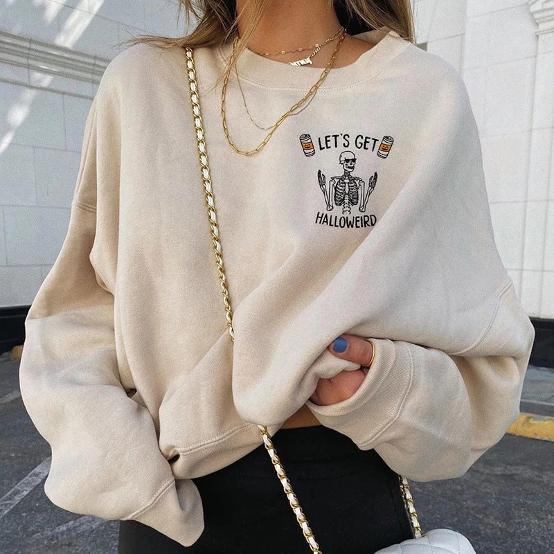Oversized Sweatshirt Women Creative Halloween Design Casual Chic 1