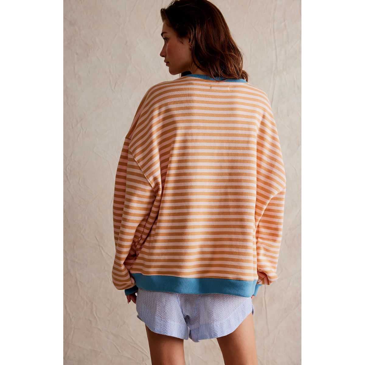 Oversized Sweatshirt Women Striped Casual Chic Design Soft Fabric 5