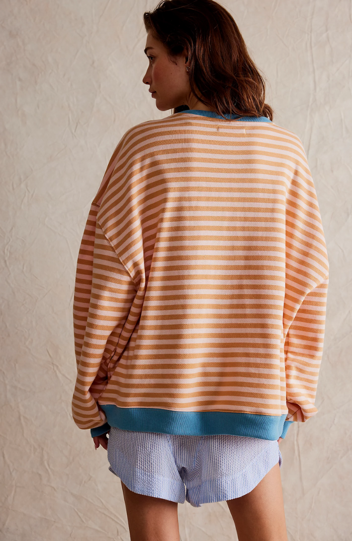 Oversized Sweatshirt Women Striped Casual Chic Design Soft Fabric 5