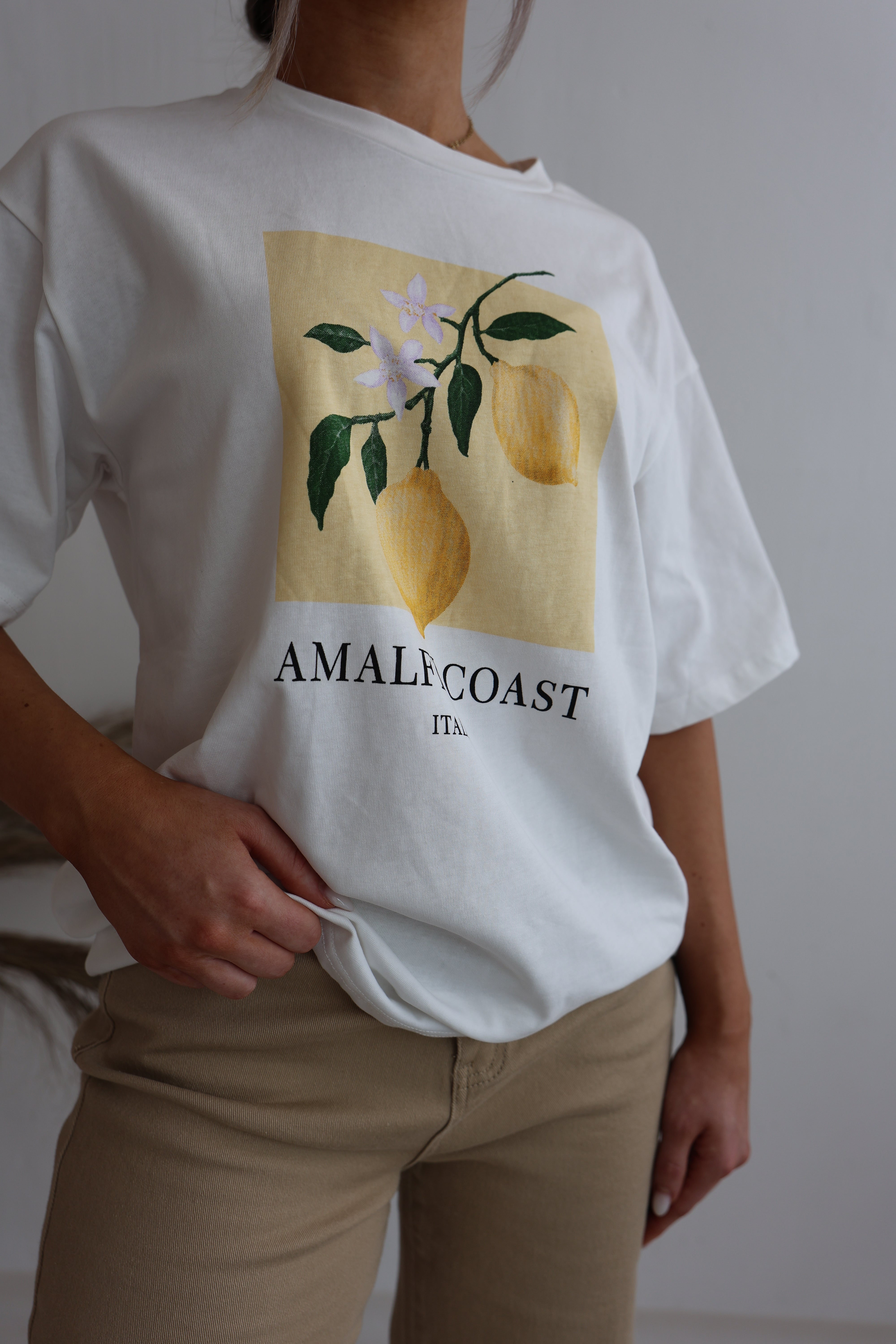 Oversized T-Shirt - Soft Cotton Drop Shoulder Tee in Neutral Tones for Women 3