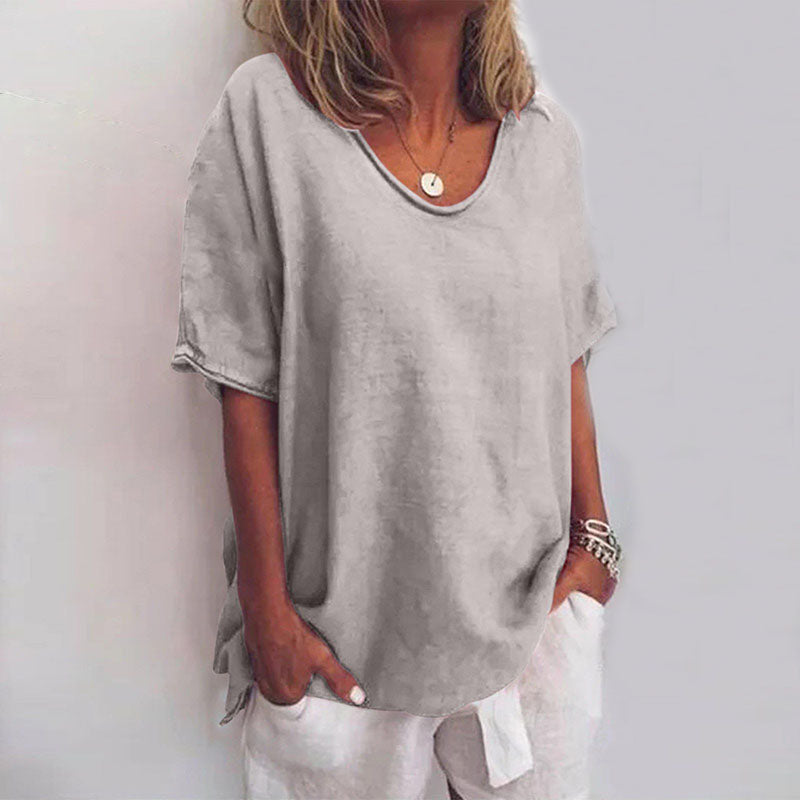 Oversized Women's T-Shirt - Soft Breathable Drop Shoulder Tee in Neutral Tones 1