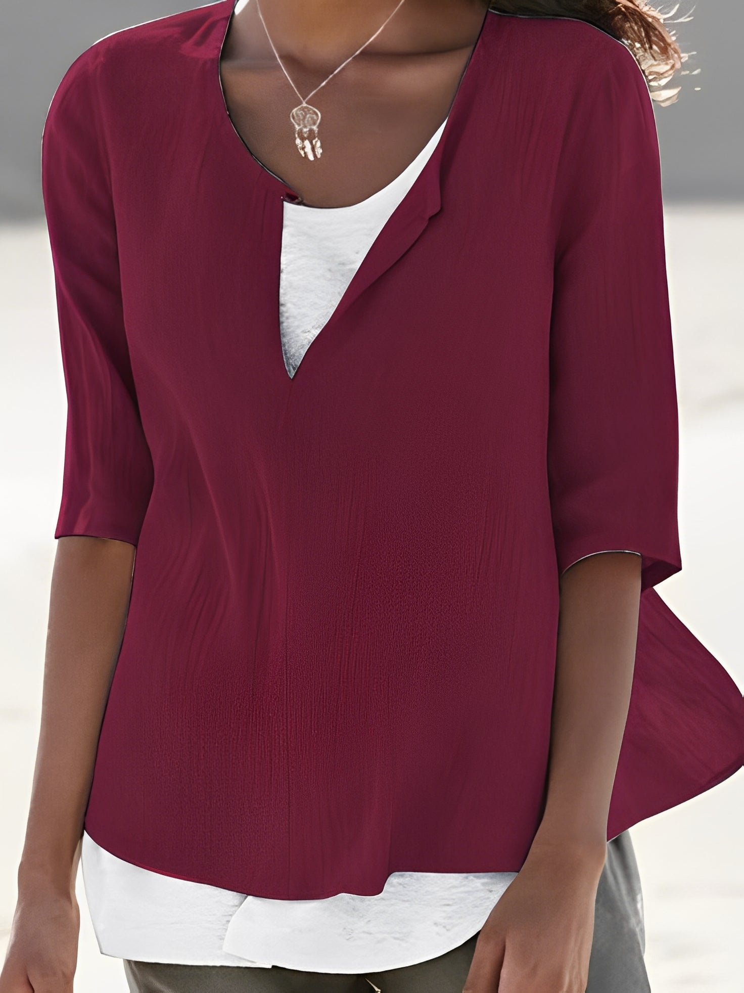 Oversized Women's T-Shirt - Soft Cotton Drop Shoulder Tee in Neutral Tones 2