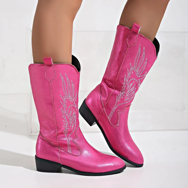 PU Leather Cowboy Boots Women Soft Inner Lining Western Style 10