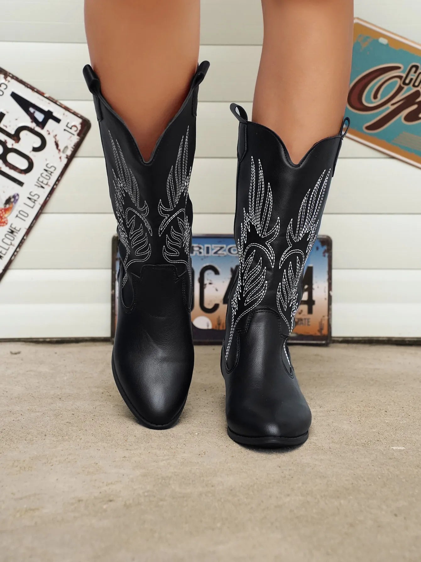 PU Leather Cowboy Boots Women Soft Inner Lining Western Style 12