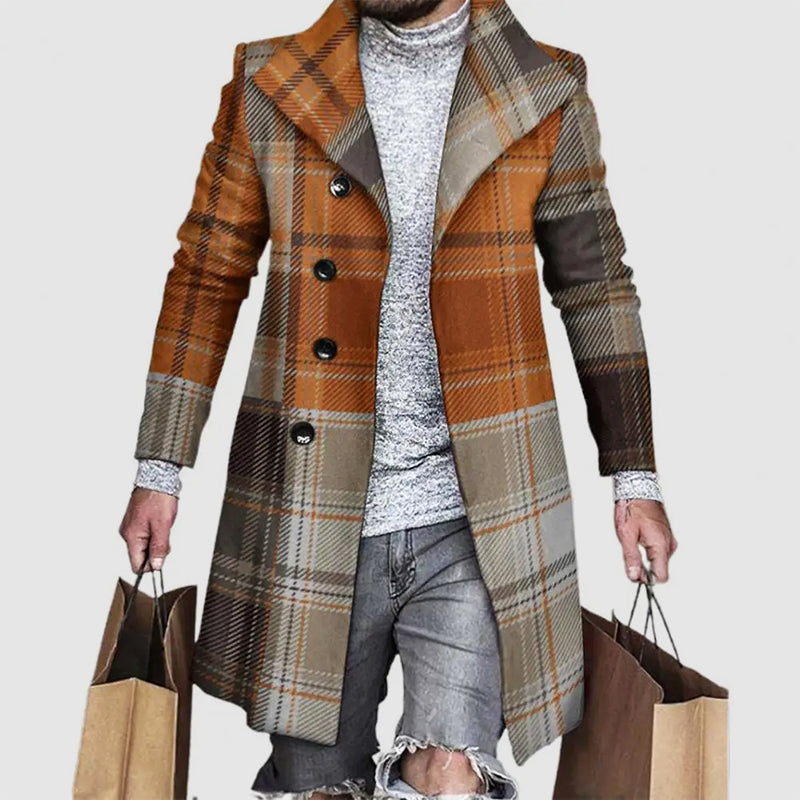 Plaid Overcoat Mens Italian Tailoring Sophisticated Style Casual 0