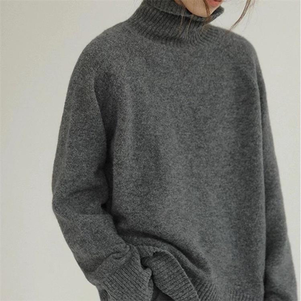 Plus Size Oversized Turtleneck Sweater Women Cozy Knit Chic 0