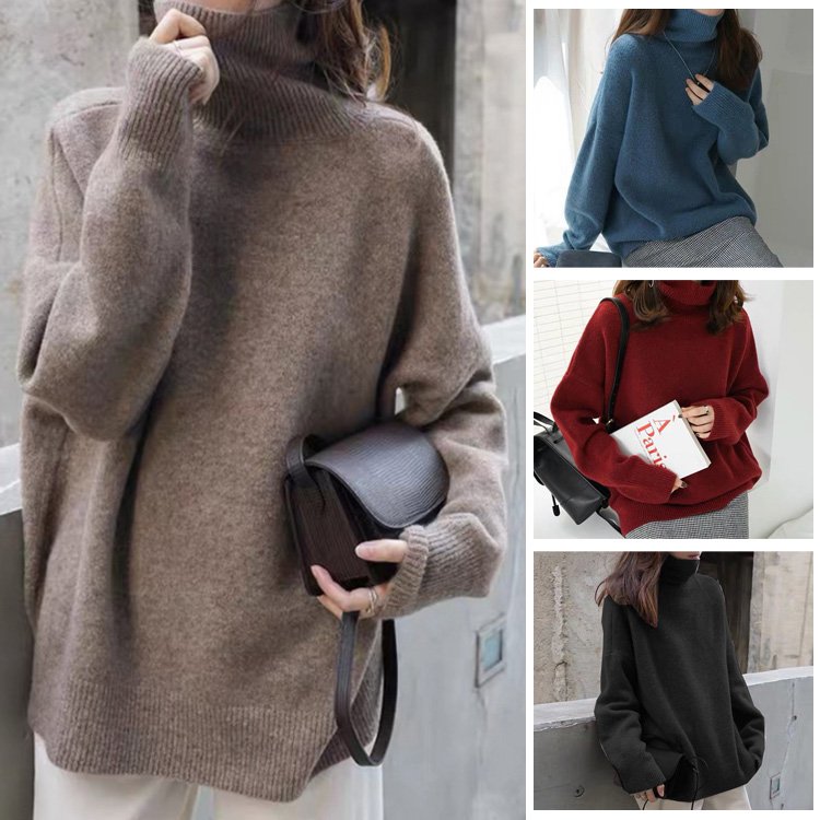 Plus Size Oversized Turtleneck Sweater Women Cozy Knit Chic 1