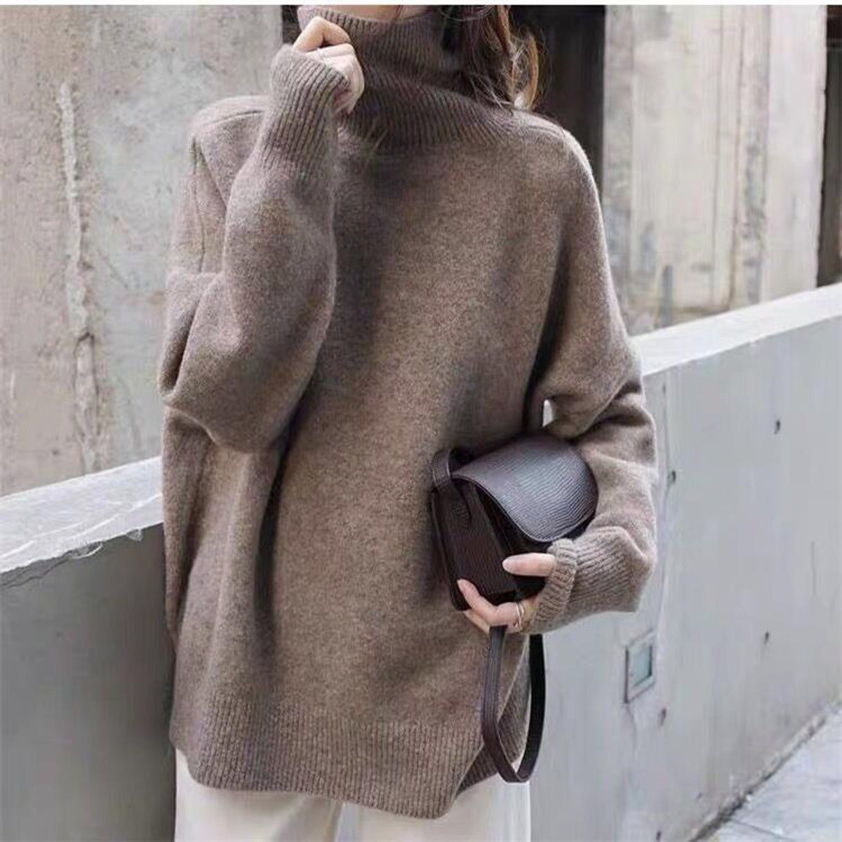 Plus Size Oversized Turtleneck Sweater Women Cozy Knit Chic 2