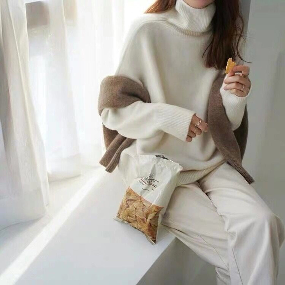 Plus Size Oversized Turtleneck Sweater Women Cozy Knit Chic 4