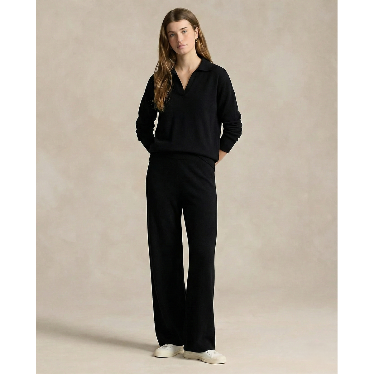 Polo Knit Set Casual Chic High-Waisted Harem Pants 11