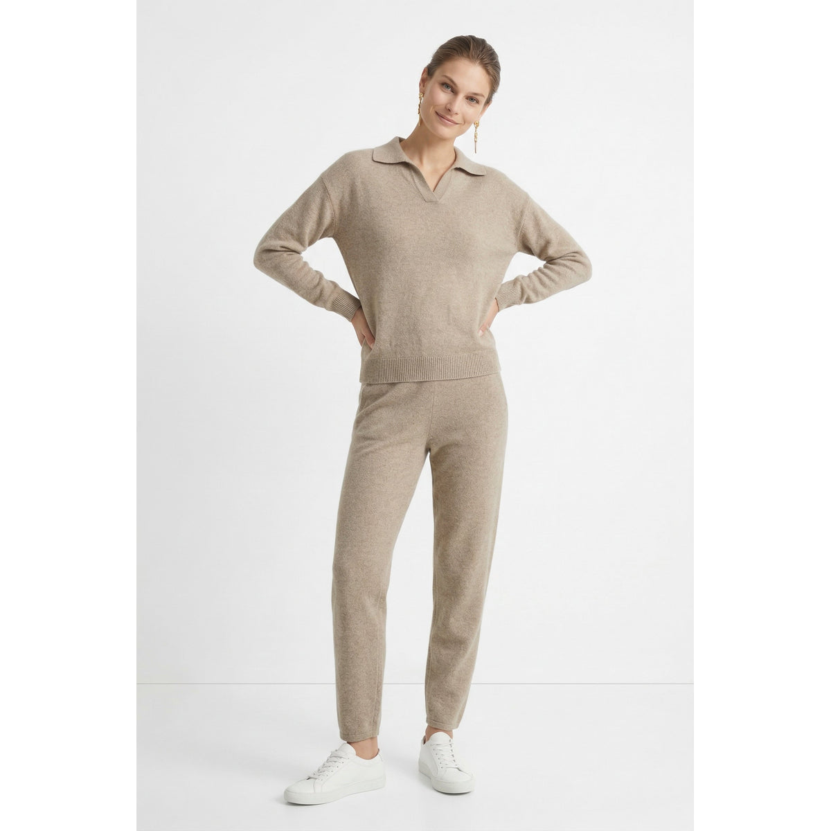 Polo Knit Set Casual Chic High-Waisted Harem Pants 3