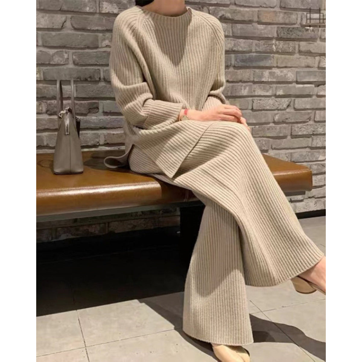 Premium Loungewear Set Women's Ribbed Knit 2-Piece Matching Lounge Set 2
