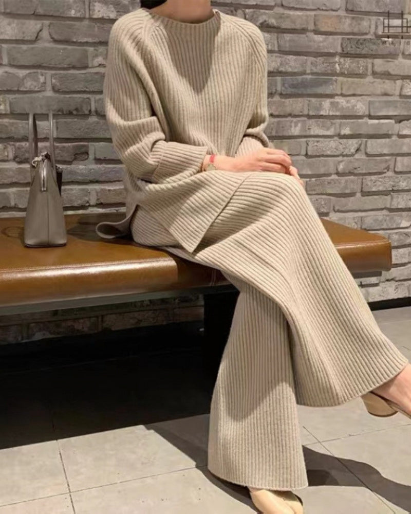 Premium Loungewear Set Women's Ribbed Knit 2-Piece Matching Lounge Set 2
