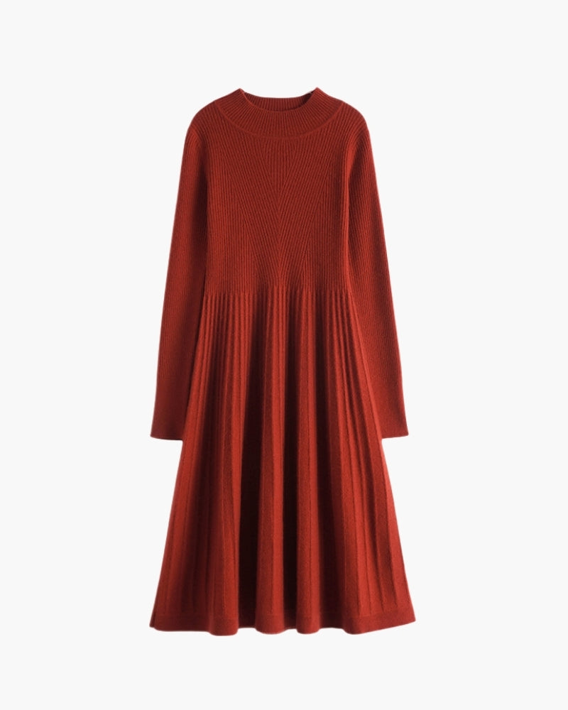 Pure Cashmere Knit Flare Dress Women's Elegant Timeless Luxury 2