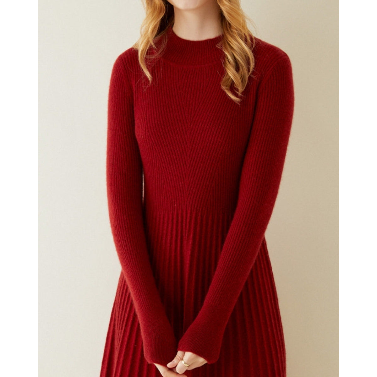 Pure Cashmere Knit Flare Dress Women's Elegant Timeless Luxury 7