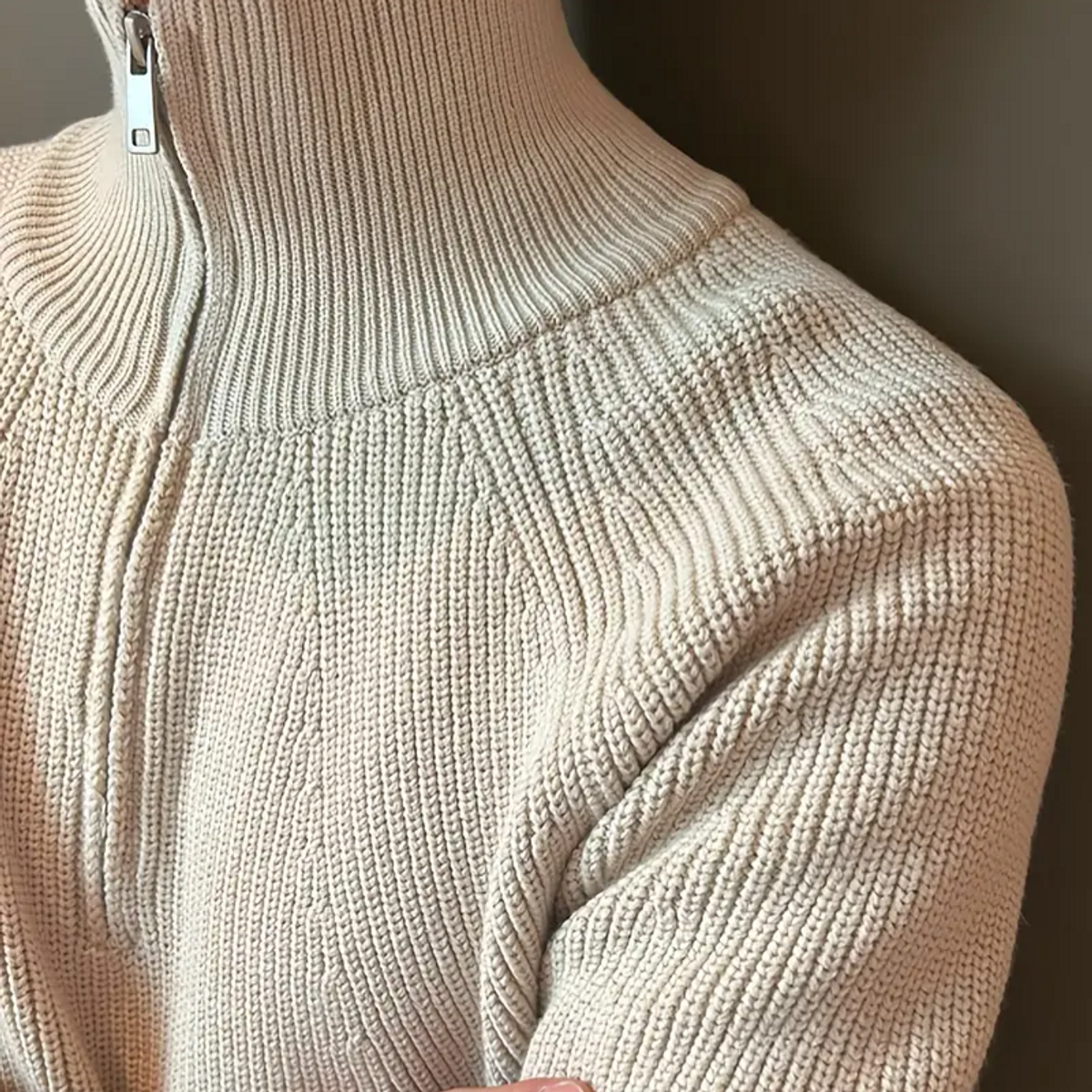 Quarter Zip Sweater Classic Ribbed Knit Versatile Style for Men 6