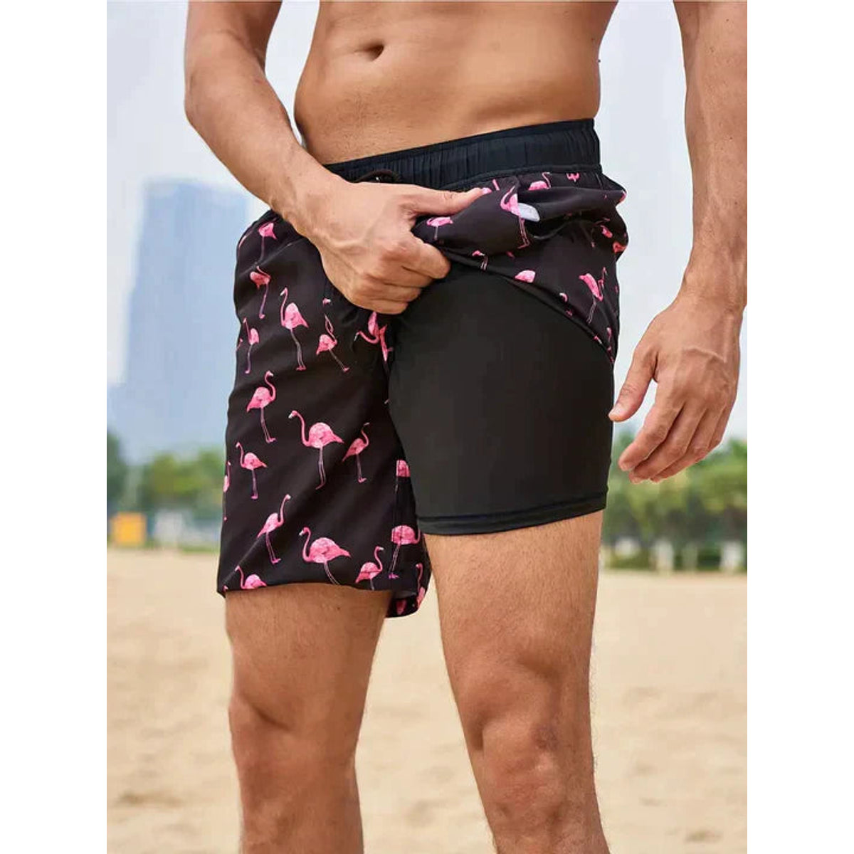 Quick-Dry Swim Shorts Men Inner Compression Beachwear Athletic Fit 1