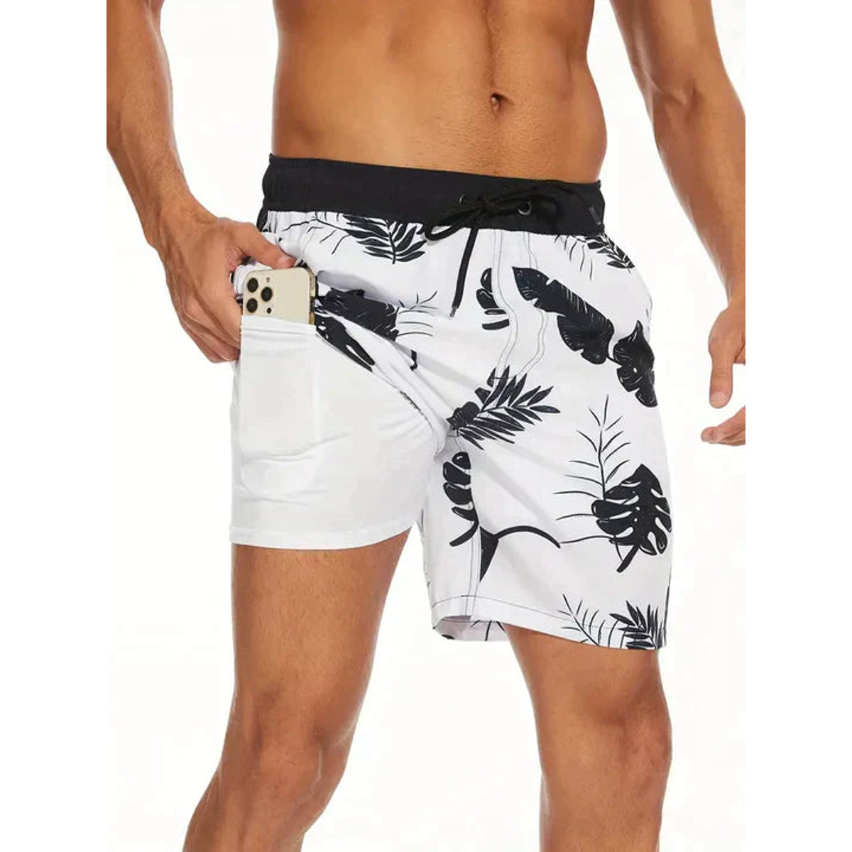 Quick-Dry Swim Shorts Men Inner Compression Beachwear Athletic Fit 2