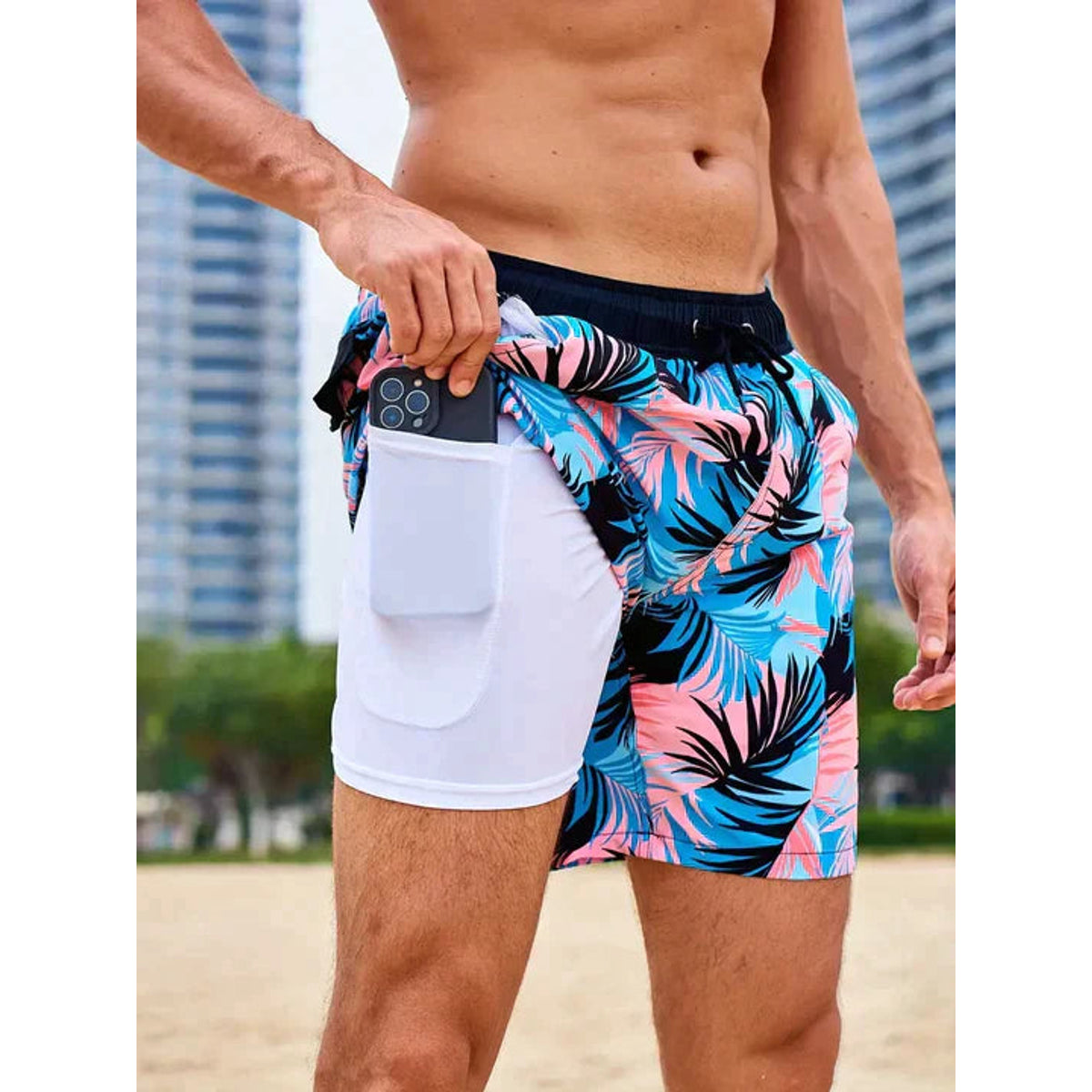 Quick-Dry Swim Shorts Men Inner Compression Beachwear Athletic Fit 5