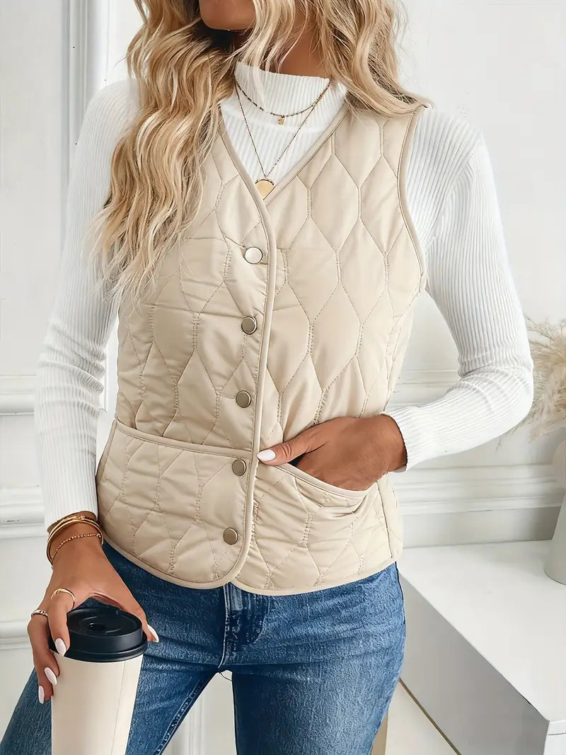 Quilted Bomber Vest Ultra-Soft Sherpa Lining Casual Layering 1