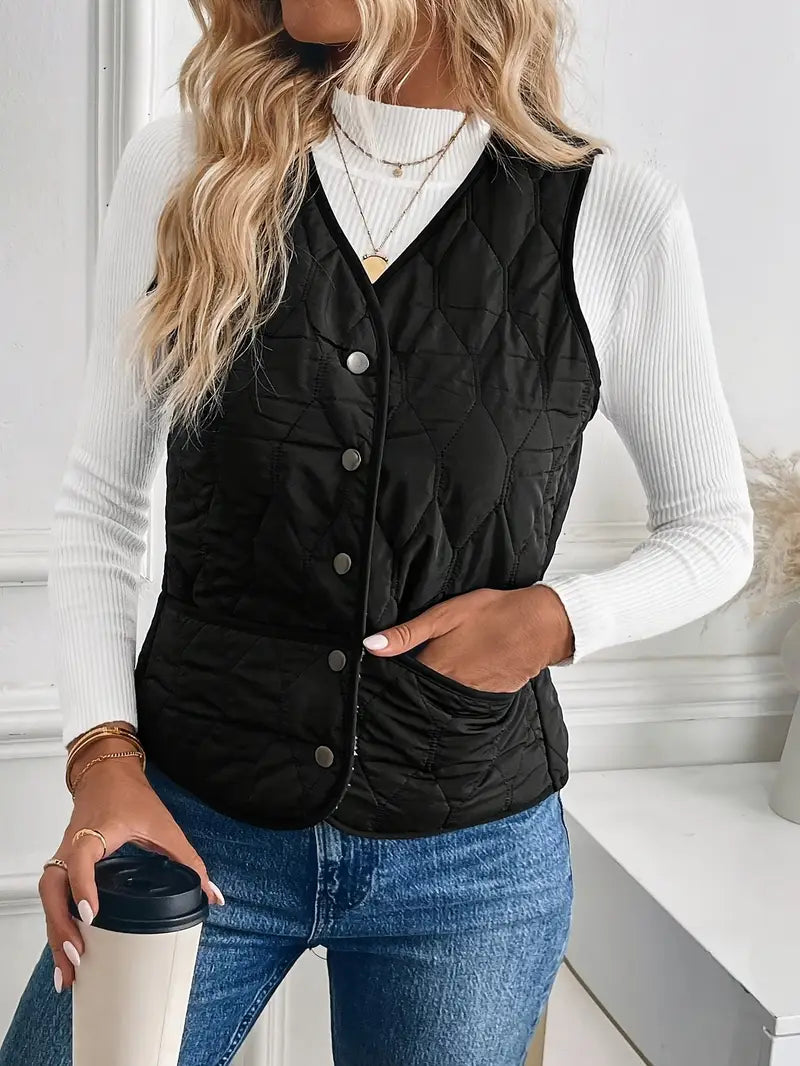 Quilted Bomber Vest Ultra-Soft Sherpa Lining Casual Layering 6
