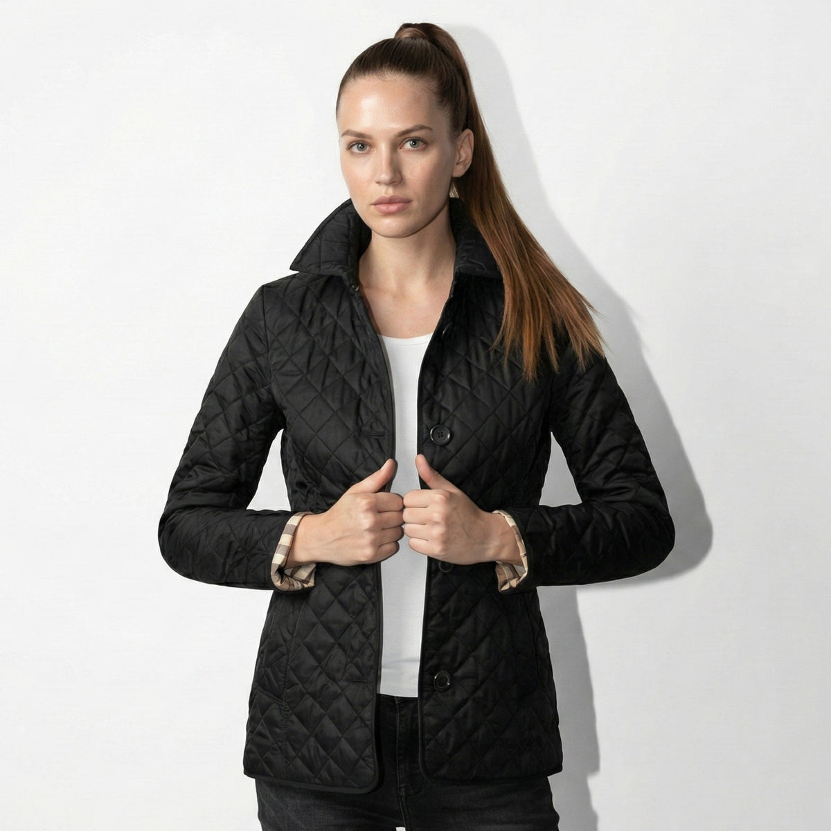 Quilted Jacket Women Lightweight Button-Up Casual Elegance for Everyday Wear 1