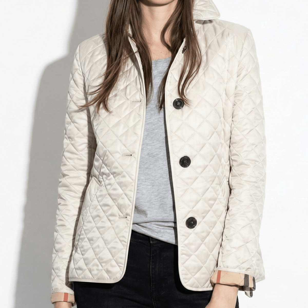 Quilted Jacket Women Lightweight Button-Up Casual Elegance for Everyday Wear 2