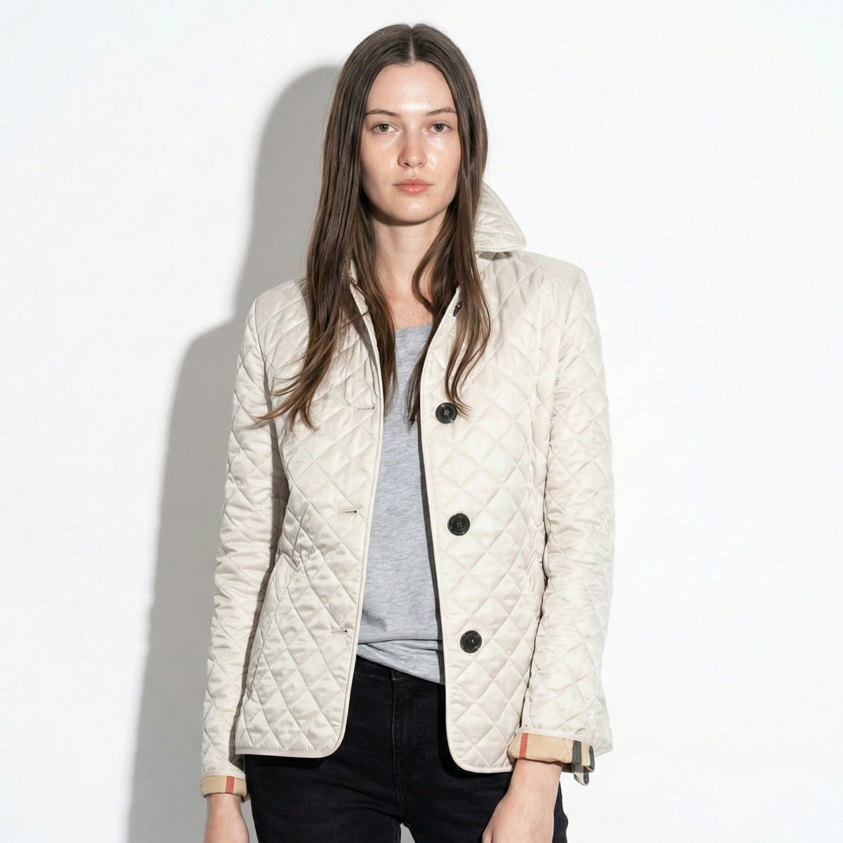 Quilted Jacket Women Lightweight Button-Up Casual Elegance for Everyday Wear 3