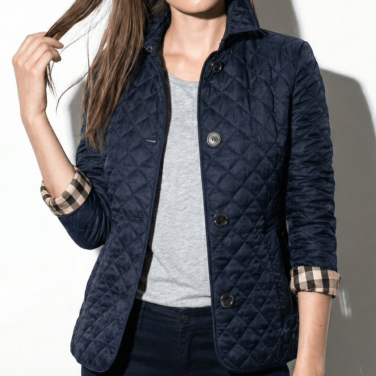 Quilted Jacket Women Lightweight Button-Up Casual Elegance for Everyday Wear 4