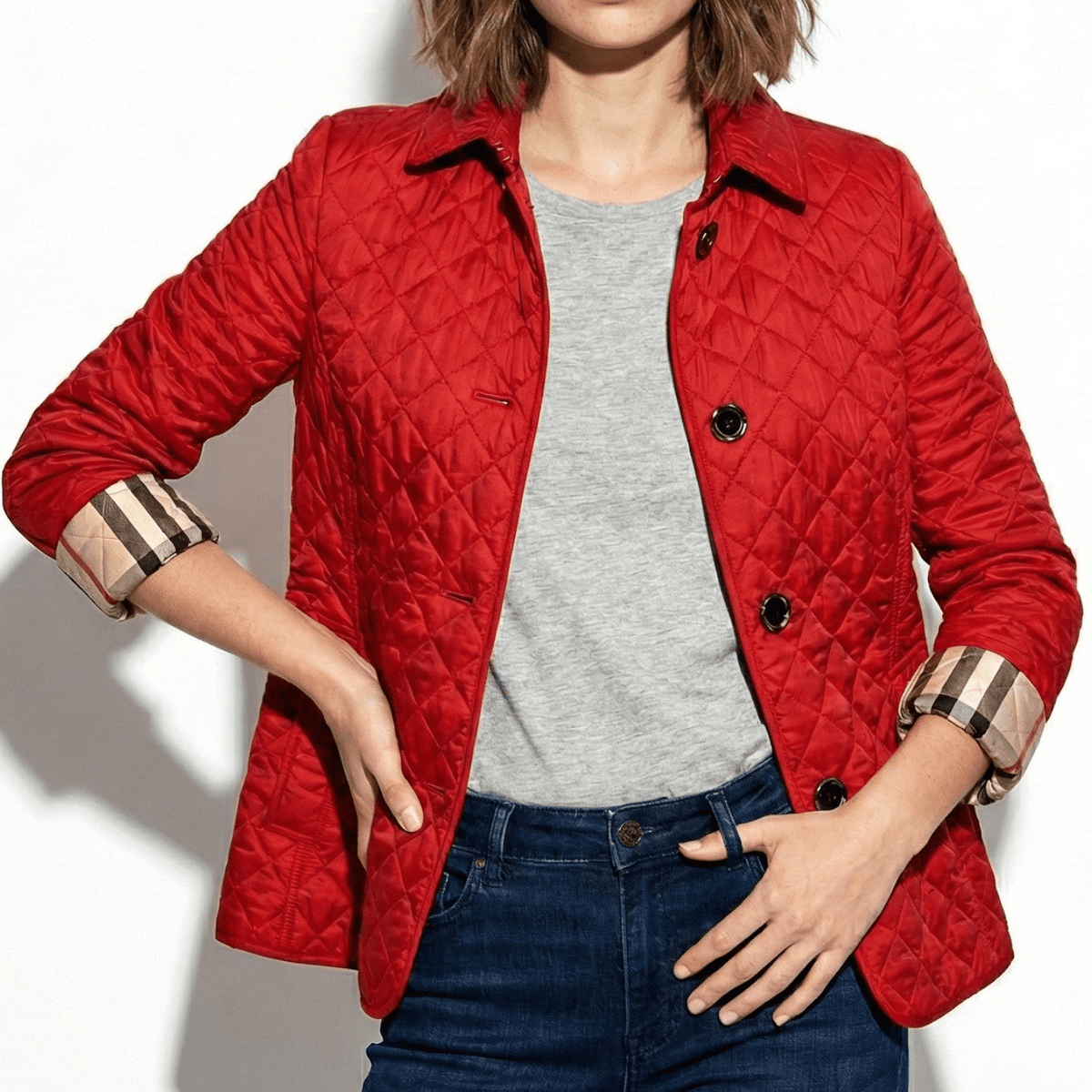 Quilted Jacket Women Lightweight Button-Up Casual Elegance for Everyday Wear 6