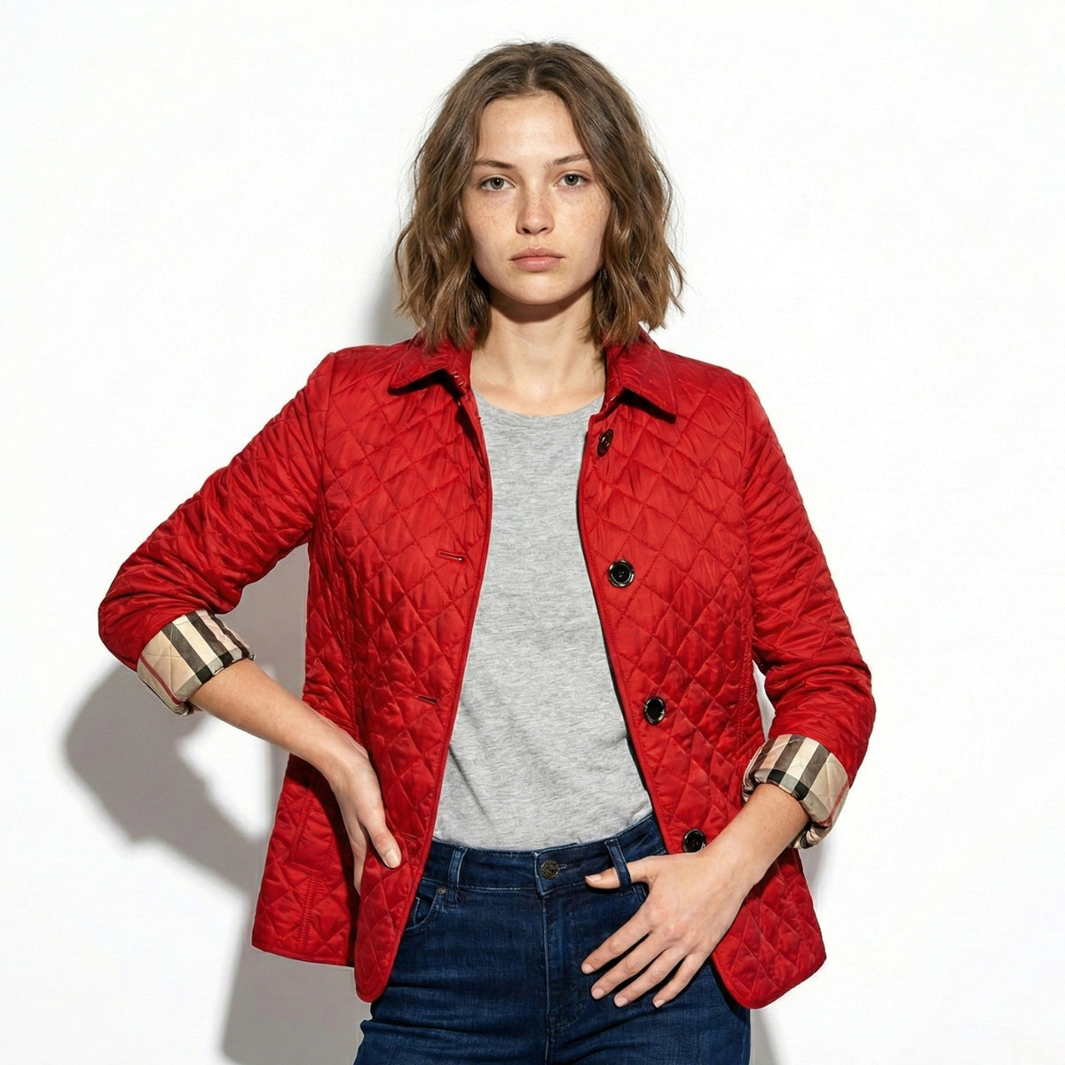 Quilted Jacket Women Lightweight Button-Up Casual Elegance for Everyday Wear 7