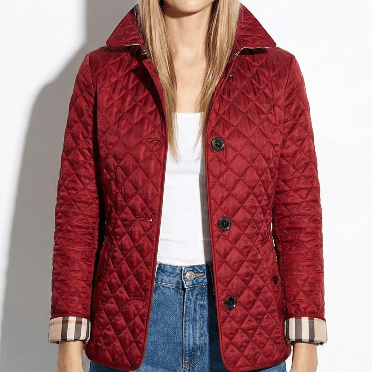 Quilted Jacket Women Lightweight Button-Up Casual Elegance for Everyday Wear 8