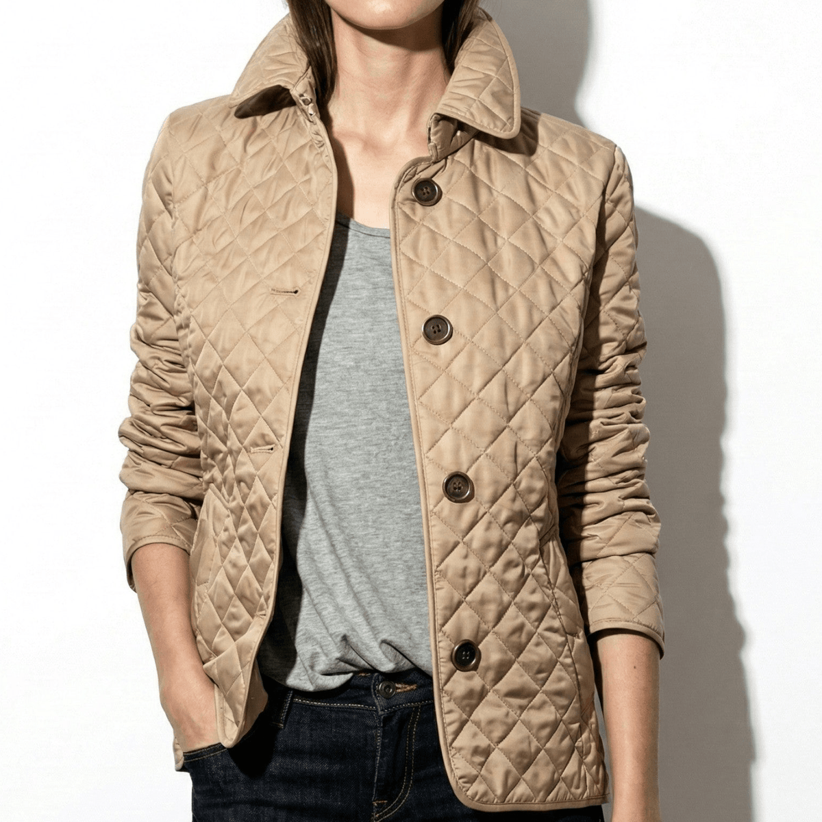 Quilted Jacket Women Lightweight Button-Up Casual Elegance for Everyday Wear 9