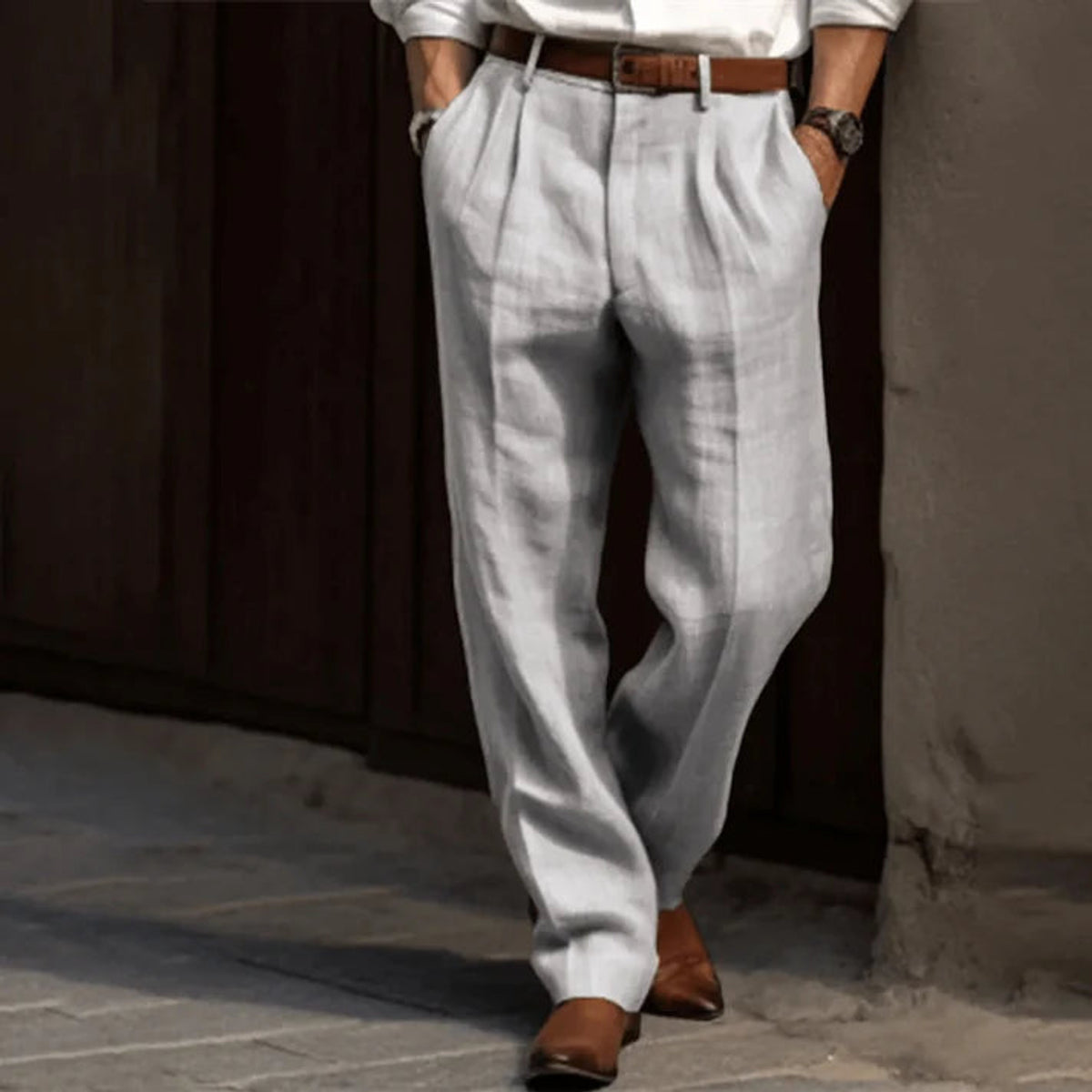 Retro Men’s Trousers Classic Pinstripe Elegant Comfort Stylish Fit 0