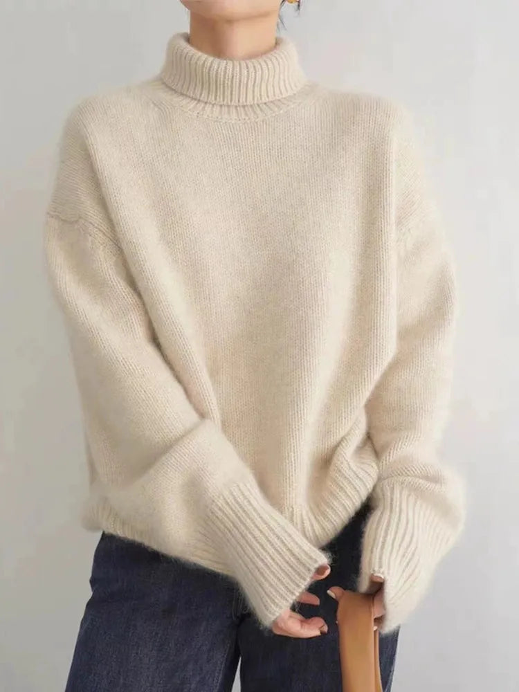 Roll Collar Cashmere Sweater Classic Turtleneck Warmth Elegant Design 0