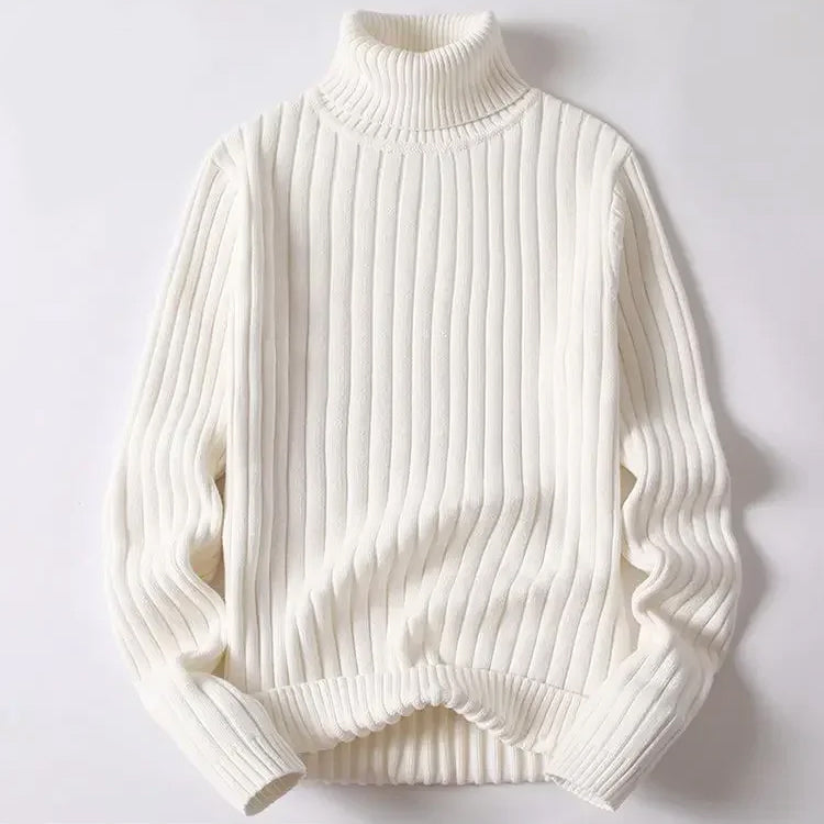 Roll Top Warmth Sweater Women Elegant Striped Design for Winter 1