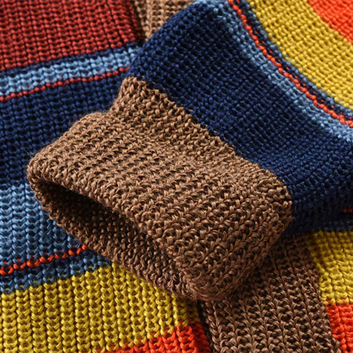 Vintage Patchwork Cardigan Sweater Men Wool-Cotton Blend Stylish Warmth