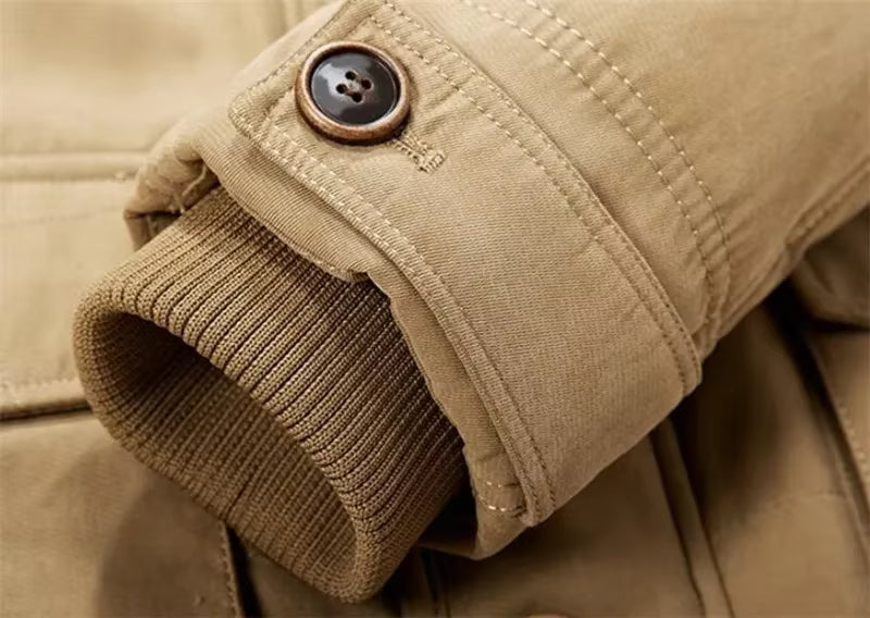 Men's Winter Coat Insulated Hooded Mid-Length Parka Fleece-Lined