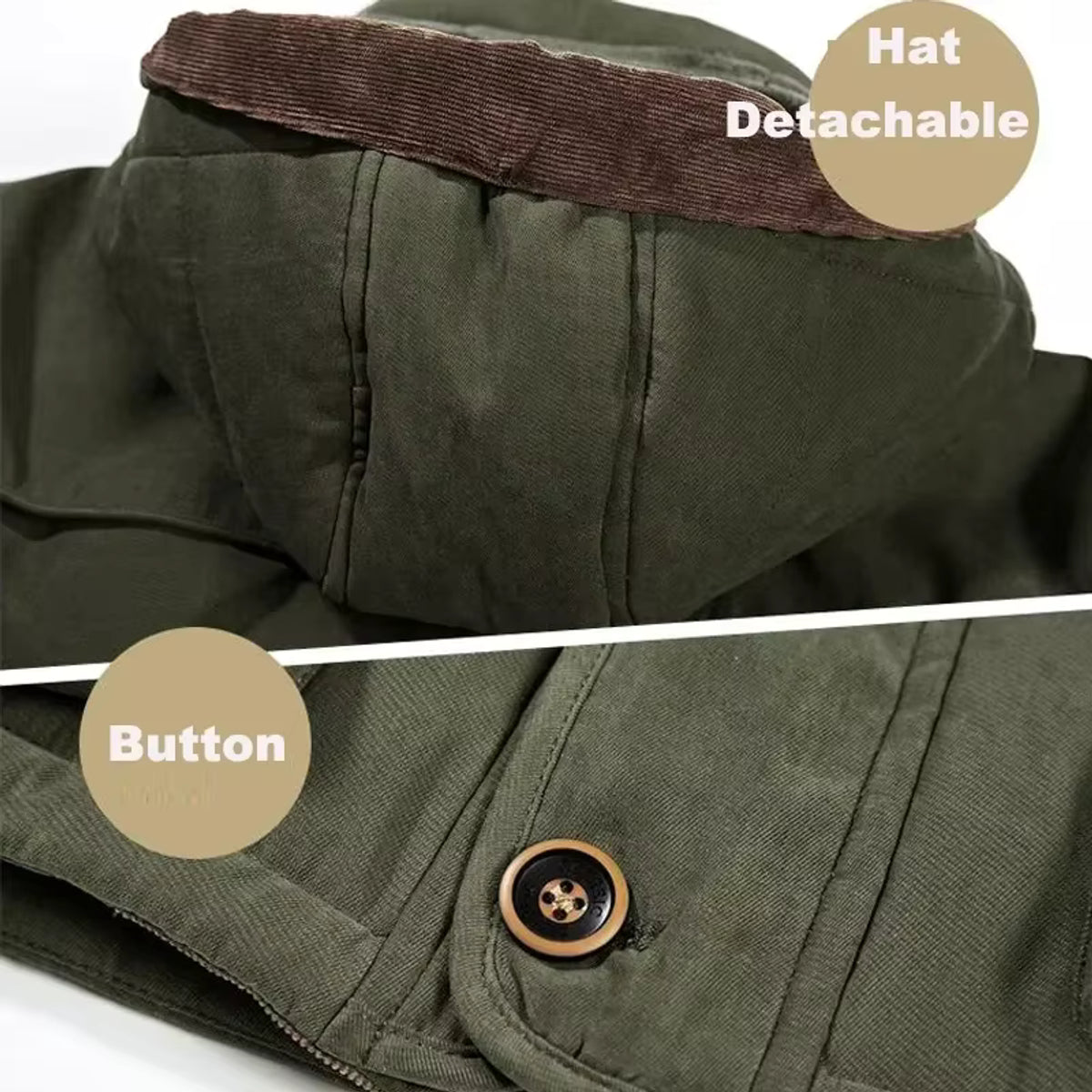 Herren-Wintermantel mit Kapuze, isoliert, mittellanger Parka, mit Fleece gefüttert